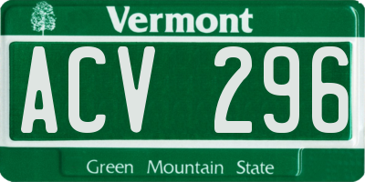 VT license plate ACV296