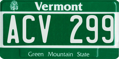 VT license plate ACV299