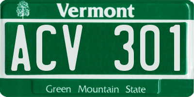 VT license plate ACV301