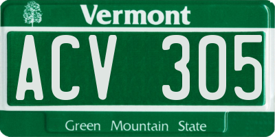 VT license plate ACV305
