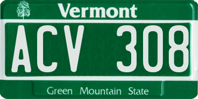 VT license plate ACV308