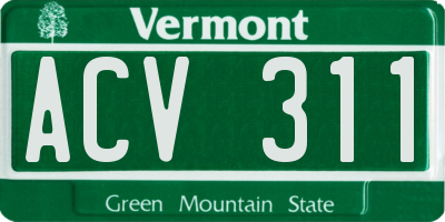 VT license plate ACV311