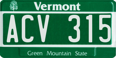 VT license plate ACV315