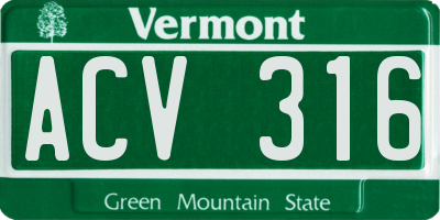 VT license plate ACV316