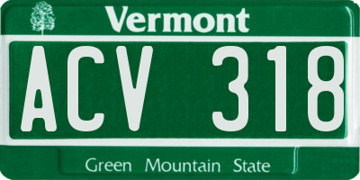VT license plate ACV318