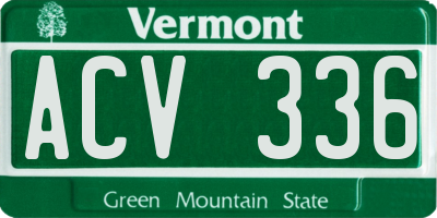 VT license plate ACV336