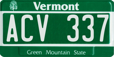 VT license plate ACV337