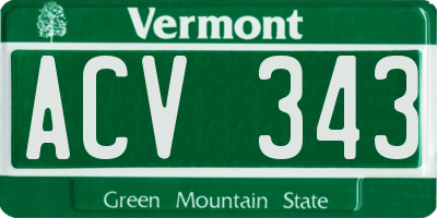 VT license plate ACV343