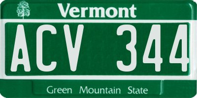 VT license plate ACV344