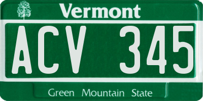 VT license plate ACV345