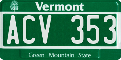 VT license plate ACV353