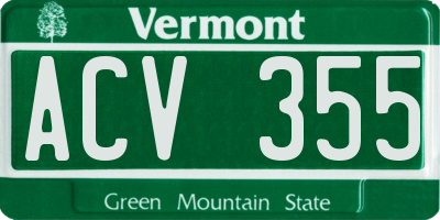 VT license plate ACV355
