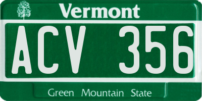 VT license plate ACV356