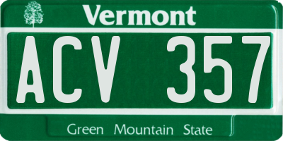 VT license plate ACV357