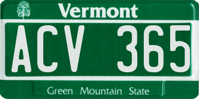 VT license plate ACV365