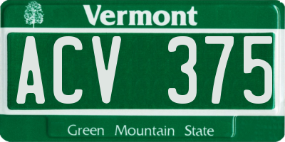 VT license plate ACV375
