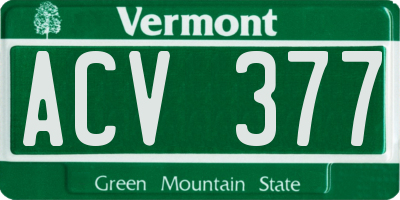 VT license plate ACV377