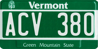 VT license plate ACV380