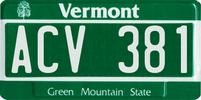 VT license plate ACV381