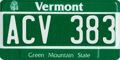 VT license plate ACV383
