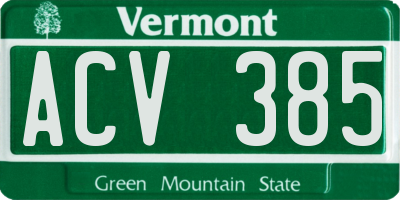 VT license plate ACV385
