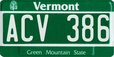 VT license plate ACV386