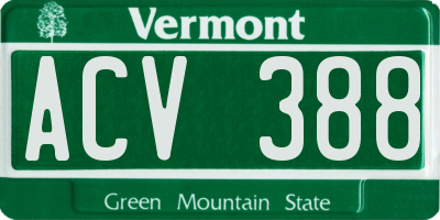 VT license plate ACV388