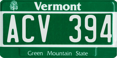 VT license plate ACV394