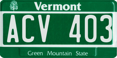VT license plate ACV403