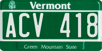 VT license plate ACV418