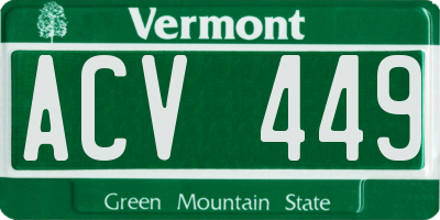 VT license plate ACV449