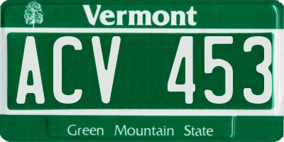 VT license plate ACV453