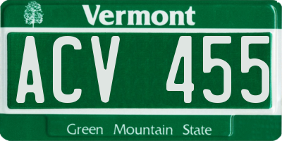 VT license plate ACV455