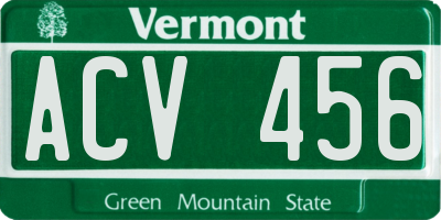 VT license plate ACV456