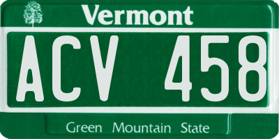 VT license plate ACV458