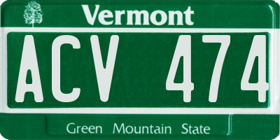 VT license plate ACV474