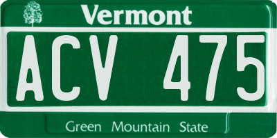 VT license plate ACV475