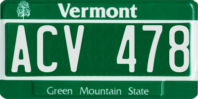 VT license plate ACV478