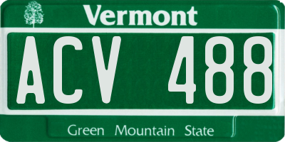 VT license plate ACV488