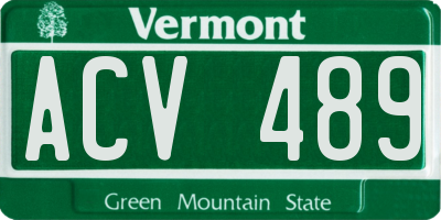VT license plate ACV489