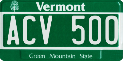 VT license plate ACV500