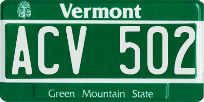 VT license plate ACV502