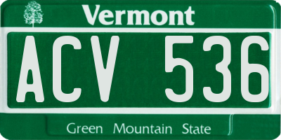VT license plate ACV536