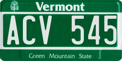VT license plate ACV545