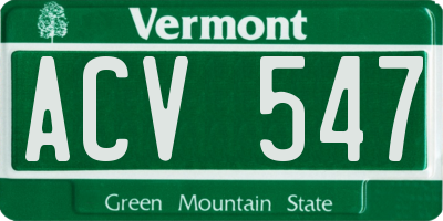 VT license plate ACV547