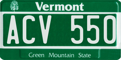VT license plate ACV550