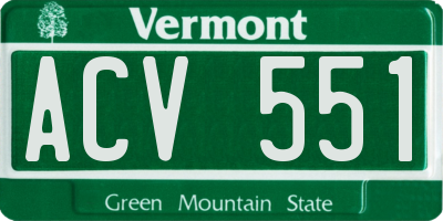 VT license plate ACV551