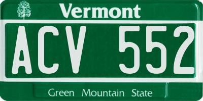 VT license plate ACV552