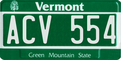 VT license plate ACV554