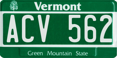 VT license plate ACV562